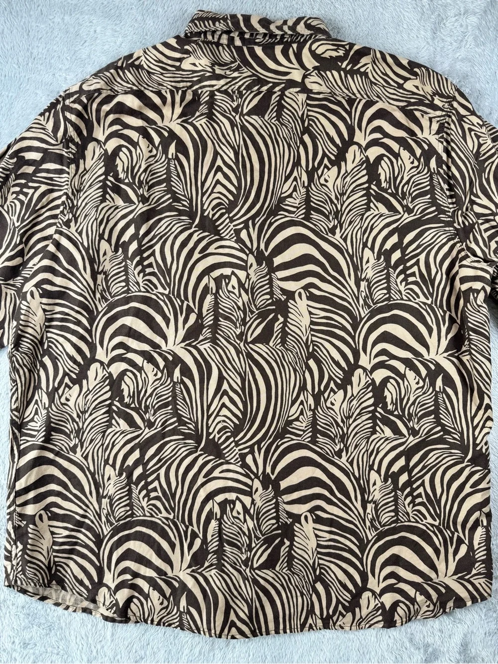 NWT Banana Republic Zebra Print Linen Blend Safari Shirt Men’s XL
